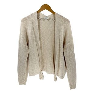 Med Lucky Brand Size Medium Oatmeal Cream Chunky Knit Open Linen Cardigan Tassel